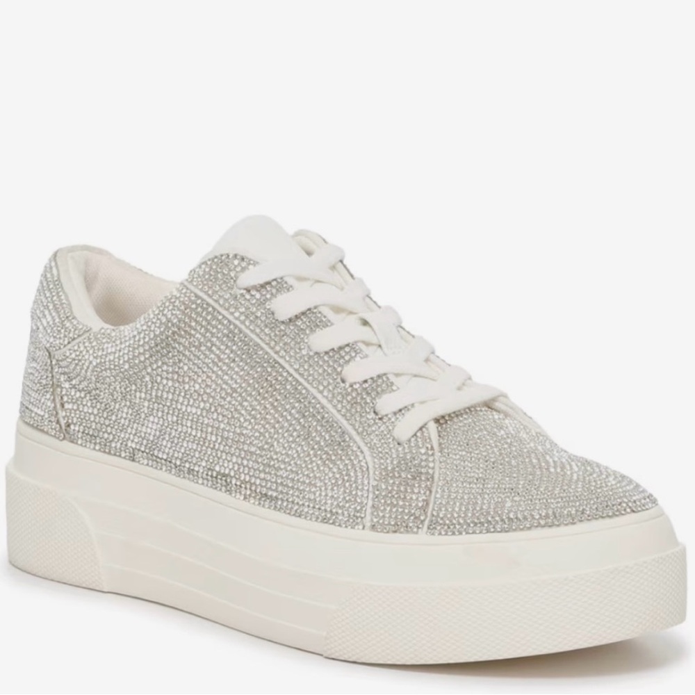 Silver Glitter Platform Sneakers